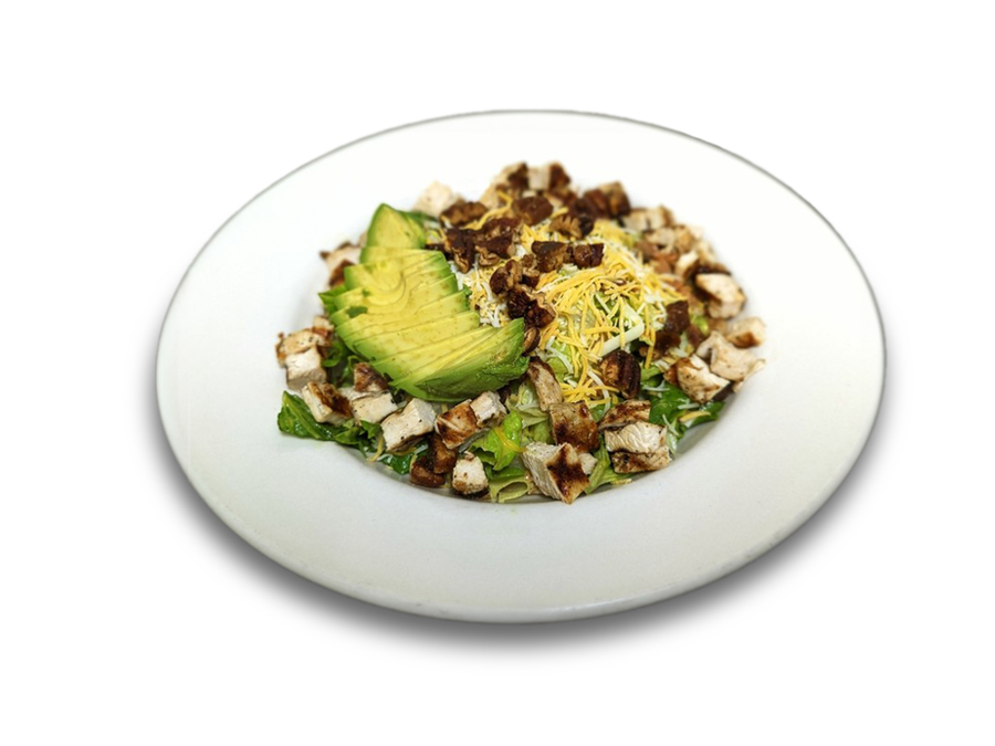 <p>Mixed greens, grilled chicken breast, warm chopped bacon, toasted pecans, avocado, diced tomato, shredded Colby Jack & warm honey Dijon drizzle. Served with a toasted breadstick.</p>